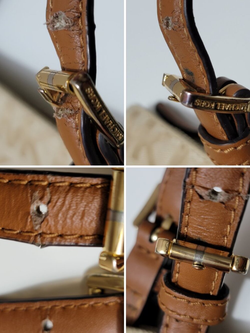 Michael Kors Jet Set Medium Travel Tote Beige MK Monogram Canvas Shoulder Bag - Picture 8 of 9